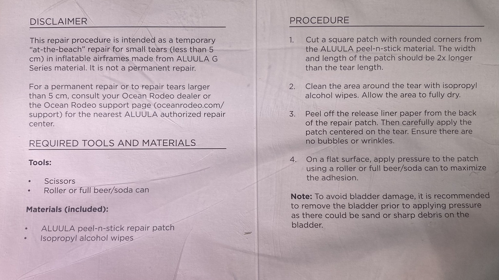 ALUULA &amp; Bladder Patch Quick Repair Kit